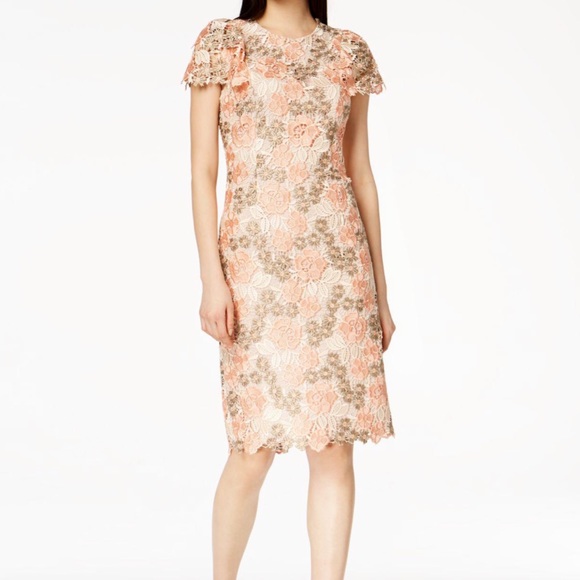 Calvin Klein Floral Embroidered Lace Sheath Dress - Picture 9 of 10